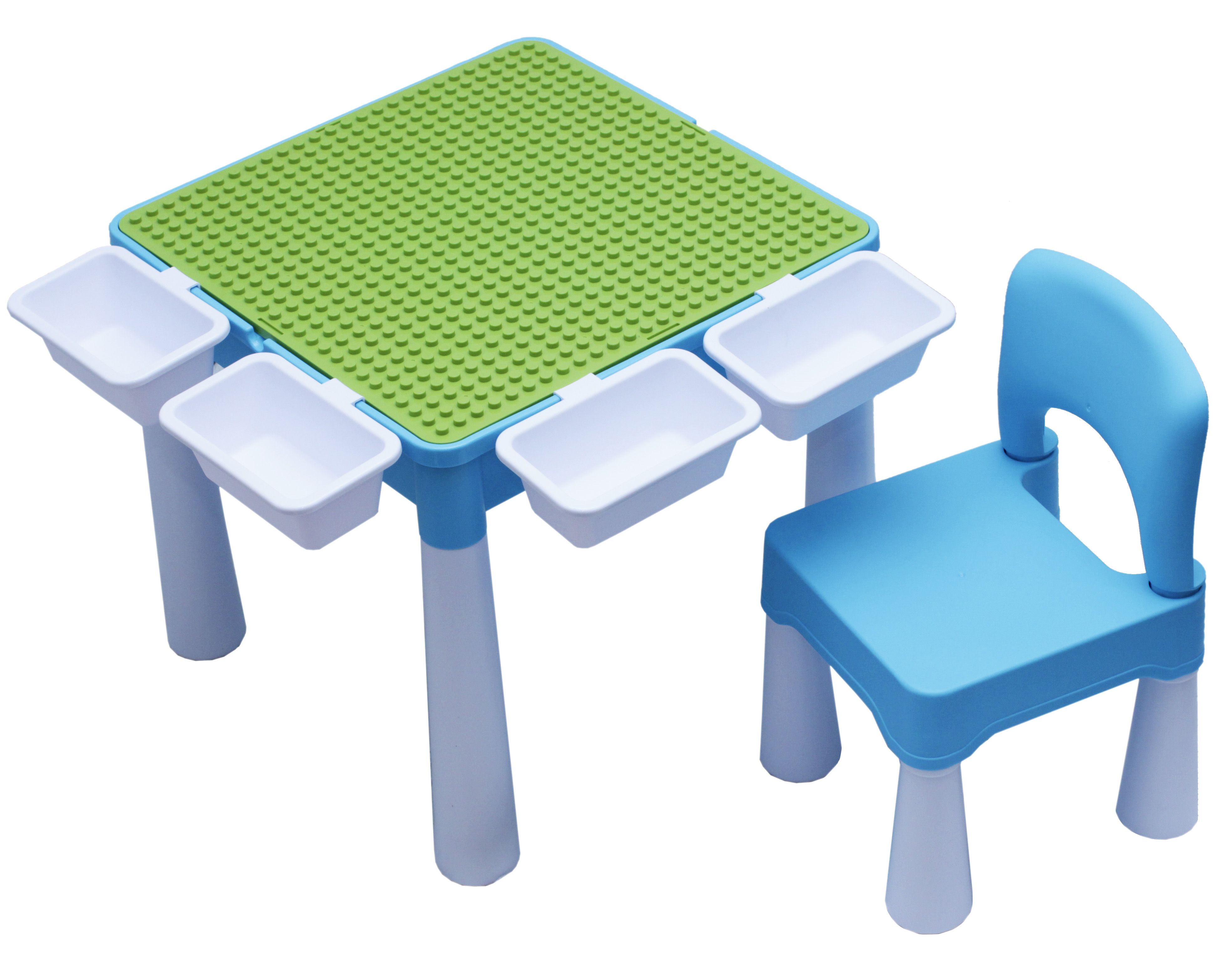 Kid's Multi-Activity Table Chair Set Compatible with Lego Duplo